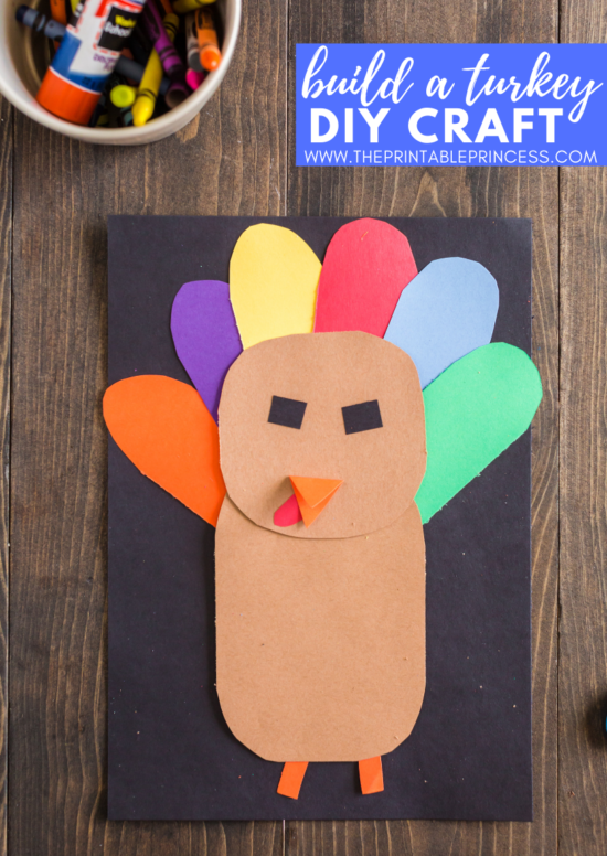 This DIY turkey craft for kids is super cute during the month of November! It is perfect for kindergarten and first grade students. Not only will students practice fine motor skills, but they will also practice listening and following directions as they complete this Thanksgiving craft There's no tracers needed for this turkey craft for kids. Students will round corners and cut straight lines to create a turkey - giving each piece of art its on unique look. 