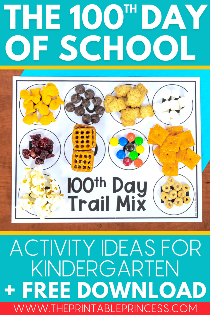 100th day of school trail mix freebie