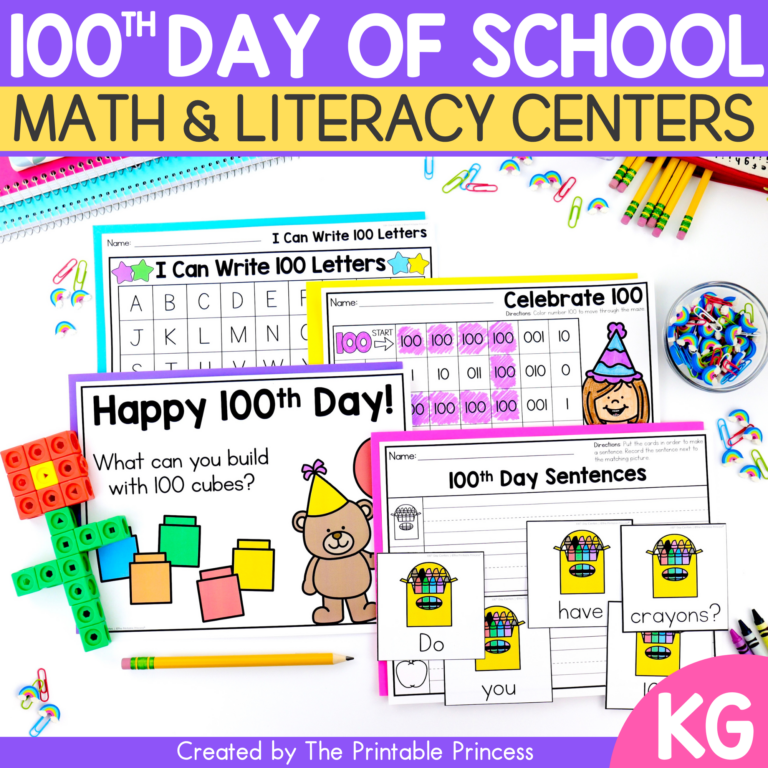 100th Day of School Activities and Centers {Math and Literacy}