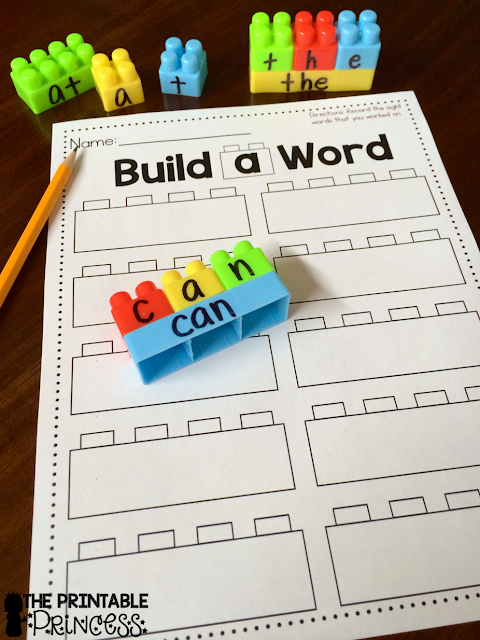 Working on sight words in preschool, Kindergarten, and 1st grade is a HUGE skill! That's why this "Build a Sight Word" activity with FREE recording sheet is so great! Click through to see how to set up your own literacy center so your classroom or homeschool students can master their sight words. And make sure to pick up your freebie while you're there! {preK, Kinder, & first graders}