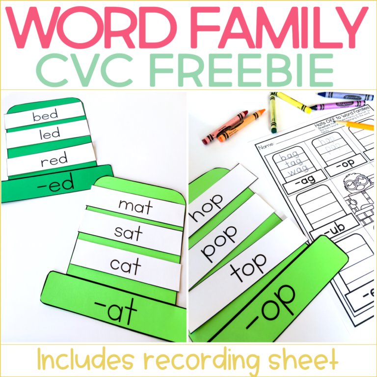 Word Family Hats Freebie (for CVC words)