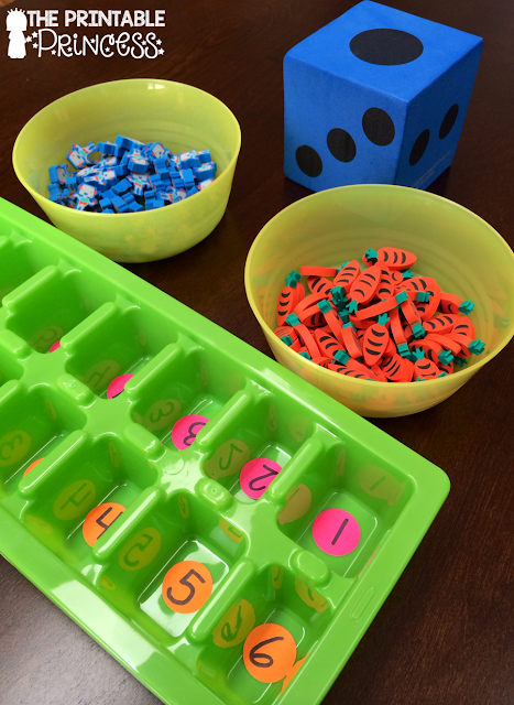 Find out how to play an easy number game for Kindergarten at this blog post! It's a great math activity for the first days of school when you are just getting started! Students will need to work cooperatively and start to learn how the math center games work in your classroom! You could also use this with your preschool or 1st grade students as well! Click through for this great back to school math center game idea. 