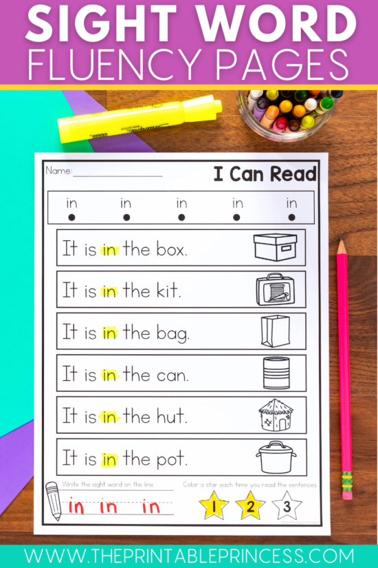 sight word fluency pages 