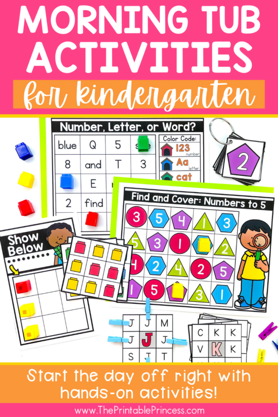 Morning tub activities for kindergarten that you can prep ahead of time