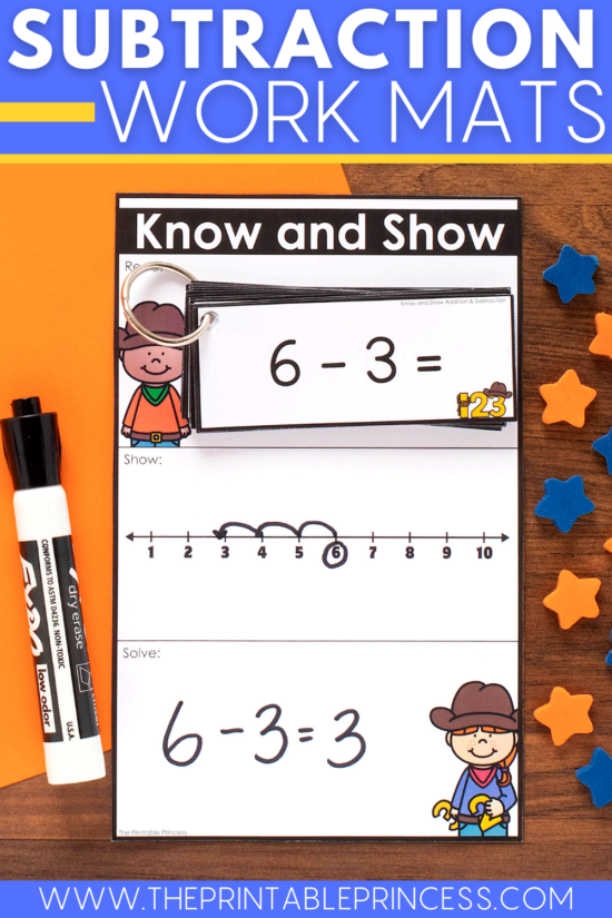 Know and Show subtraction work mats