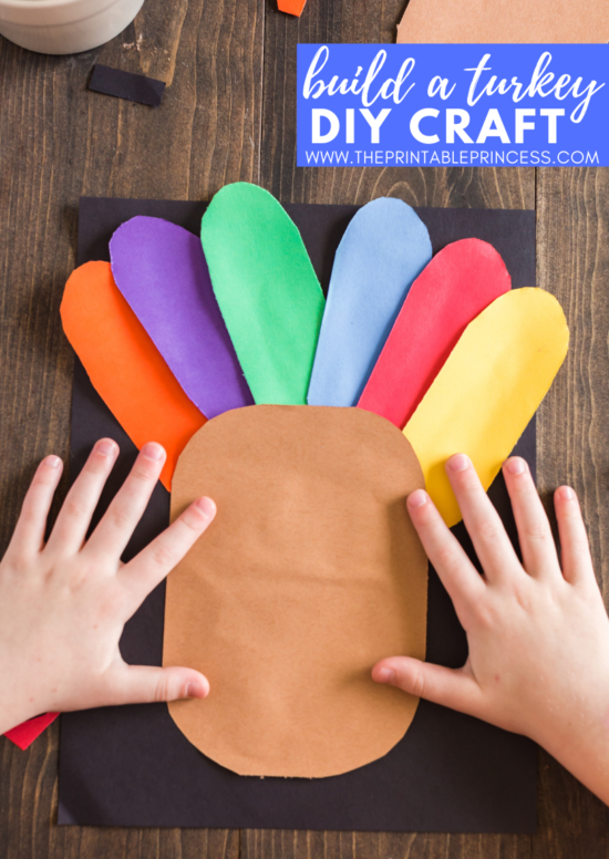 This DIY turkey craft for kids is super cute during the month of November! It is perfect for kindergarten and first grade students. Not only will students practice fine motor skills, but they will also practice listening and following directions as they complete this Thanksgiving craft There's no tracers needed for this turkey craft for kids. Students will round corners and cut straight lines to create a turkey - giving each piece of art its on unique look. 