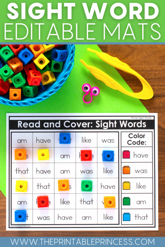 Sight Word Read and Cover Mats