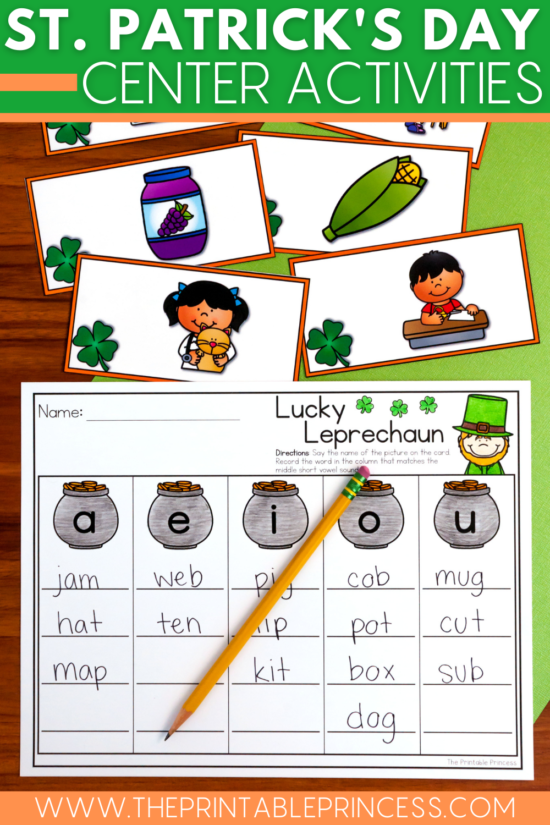 St. Patrick's Day math and literacy centers