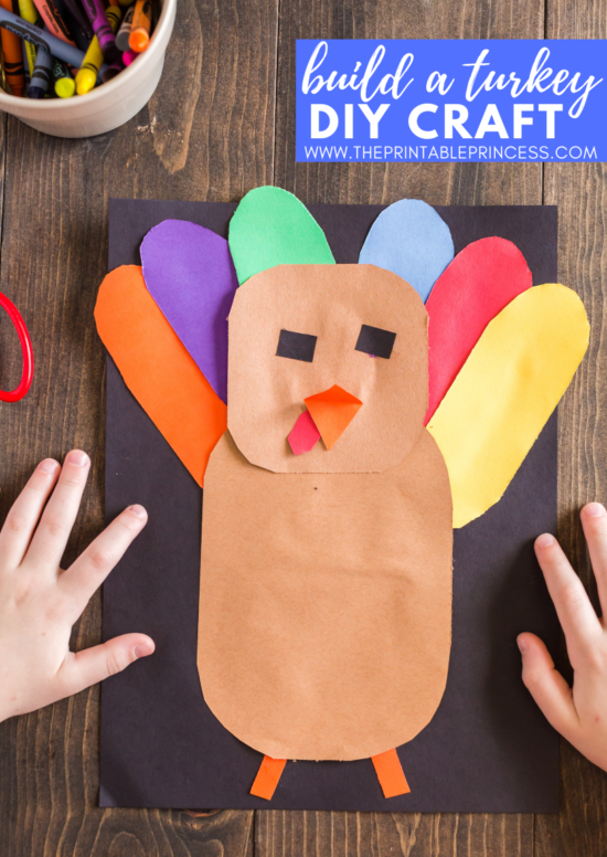 This DIY turkey craft for kids is super cute during the month of November! It is perfect for kindergarten and first grade students. Not only will students practice fine motor skills, but they will also practice listening and following directions as they complete this Thanksgiving craft There's no tracers needed for this turkey craft for kids. Students will round corners and cut straight lines to create a turkey - giving each piece of art its on unique look. 