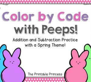 Addition and Subtraction {Color by Code} Spring Freebie for Kindergarten