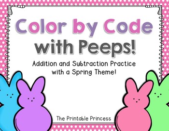 Addition and Subtraction {Color by Code} Spring Freebie for Kindergarten