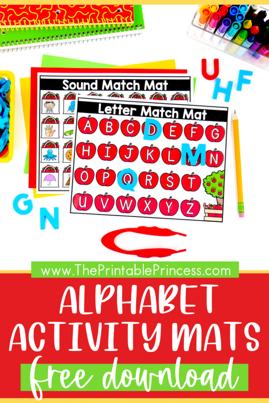 Free apple activity mats for kindergarten