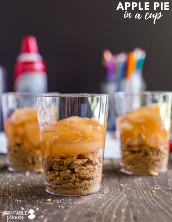 Apple Pie in a Cup is the perfect snack to end Apple Week in PreK, Kindergarten, or First Grade. The recipe is simple and perfect for classroom "cooking". Click through to get a read aloud suggestion as well as a free printable that make this a yummy "snack-tivity"!