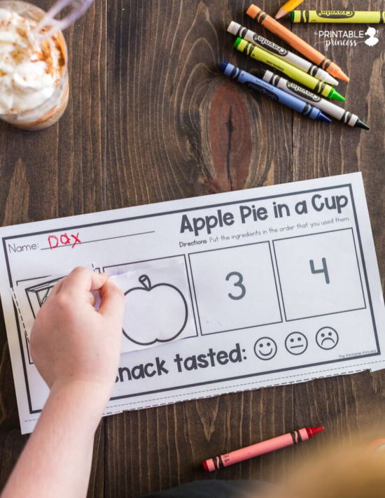 Apple Pie in a Cup is the perfect snack to end Apple Week in PreK, Kindergarten, or First Grade. The recipe is simple and perfect for classroom "cooking". Click through to get a read aloud suggestion as well as a free printable that make this a yummy "snack-tivity"!