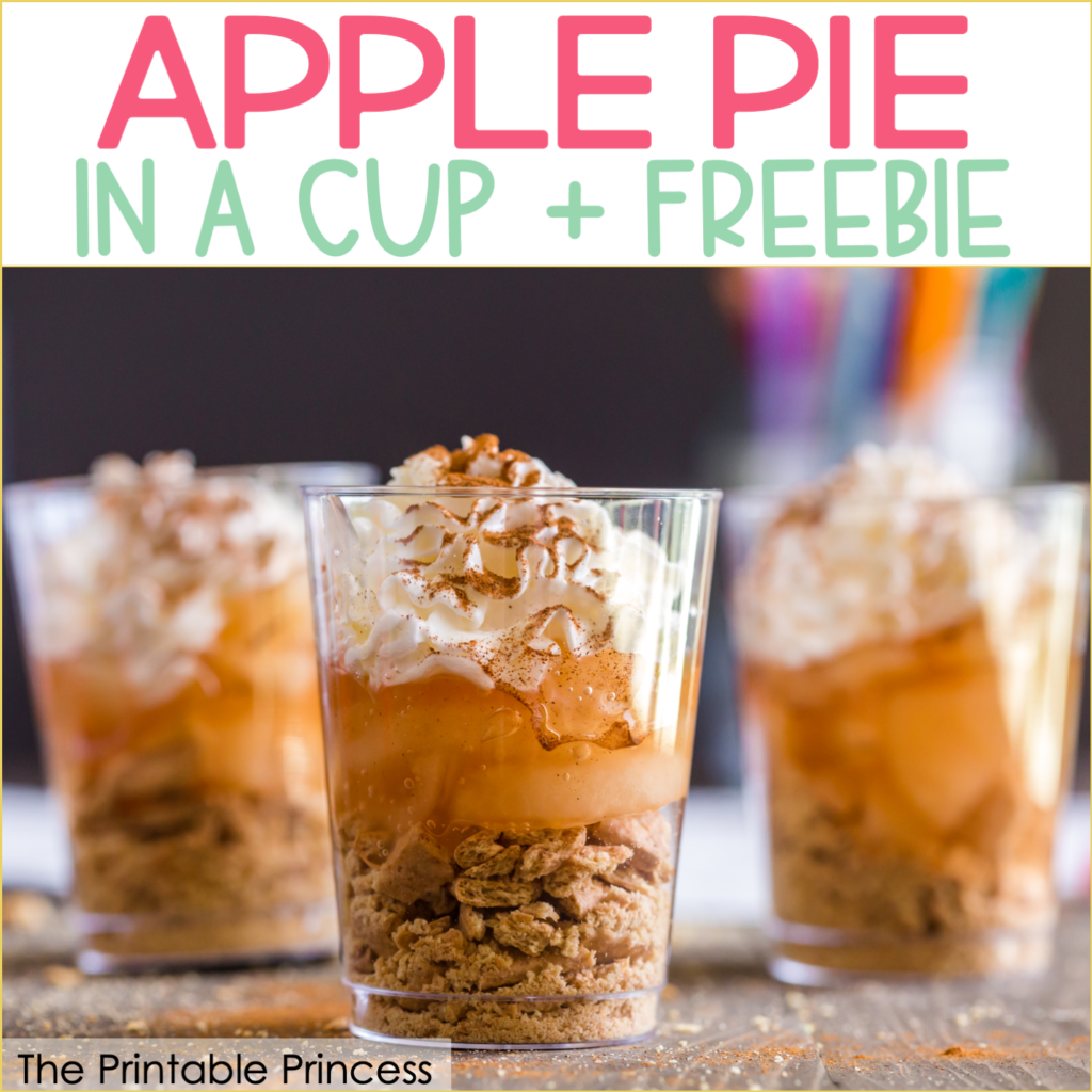 Apple Pie in a Cup is the perfect snack to end Apple Week in PreK, Kindergarten, or First Grade. The recipe is simple and perfect for classroom "cooking". Click through to get a read aloud suggestion as well as a free printable that make this a yummy "snack-tivity"!