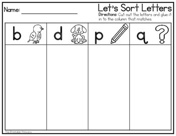 b d p q cut paste letter sort free the printable princess