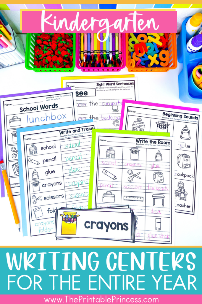 Vocabulary cards and kindergarten writing centers