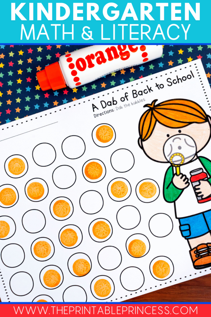 No prep bingo dabber activity for kindergarten
