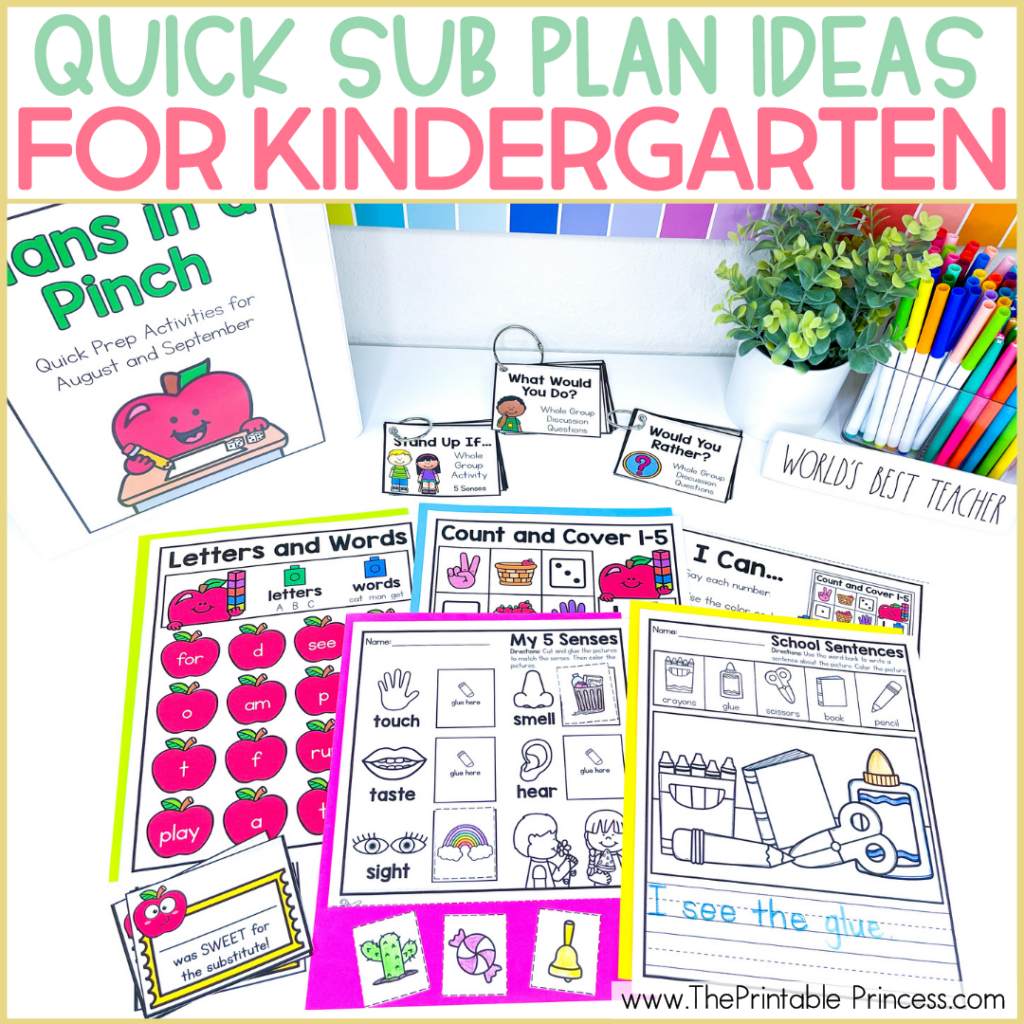 kindergarten sub plan activities