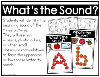 beginning sounds activity with mini erasers manipulatives