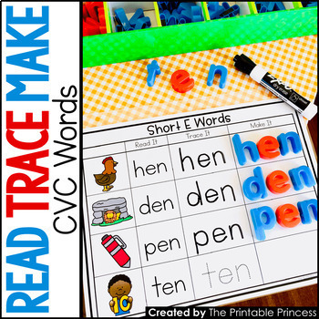 CVC Words Short Vowel Word Families: Read, Trace, Make