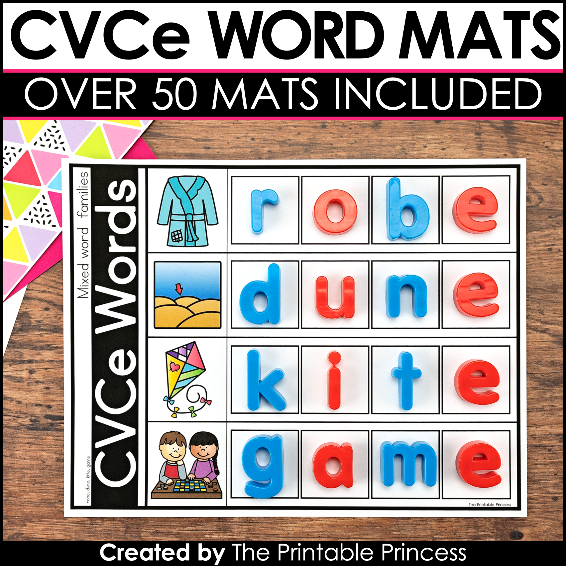 CVCe Word Mats - Magnetic Letters {Kindergarten Literacy: CVCe Words