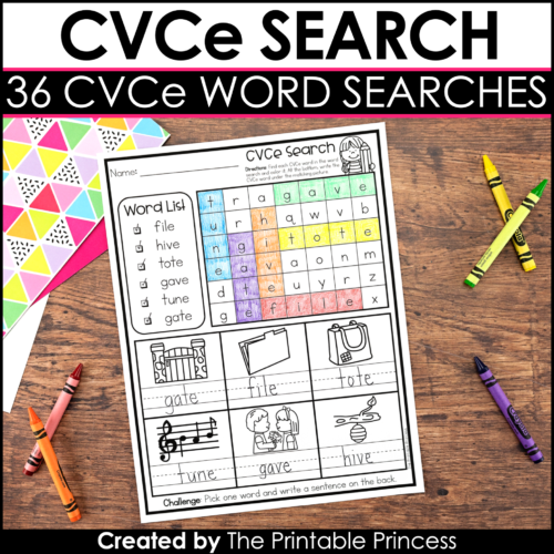 CVCe Worksheets | CVCe Word Searches