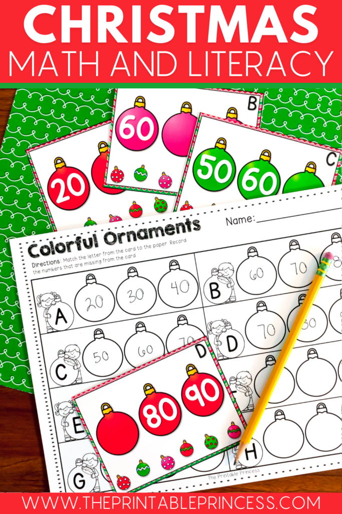 Christmas math and literacy centers for kindergarten