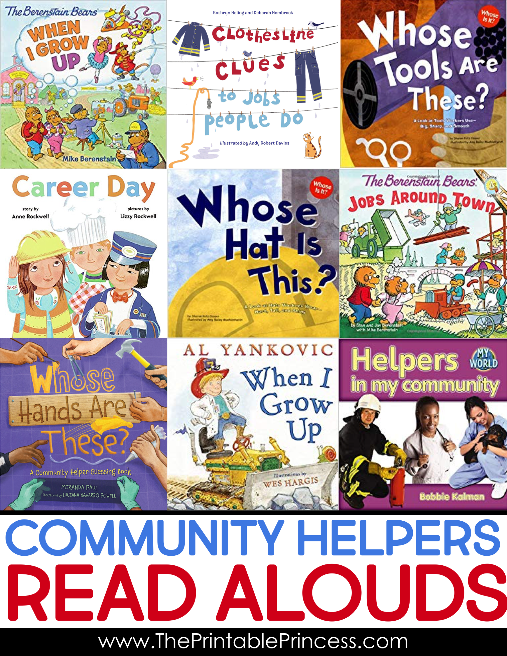 Community helpers activities with a freebie! If you're planning a Kindergarten community helpers unit, you'll want to check this post out. Click to find read aloud suggestions, center ideas, and a community helpers freebie!