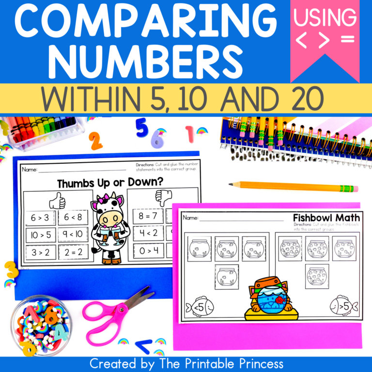 Comparing Numbers Within 10 and 20 Worksheets