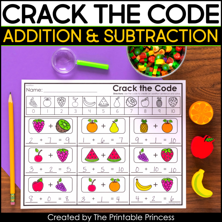 Crack the Code Addition and Subtraction Worksheets
