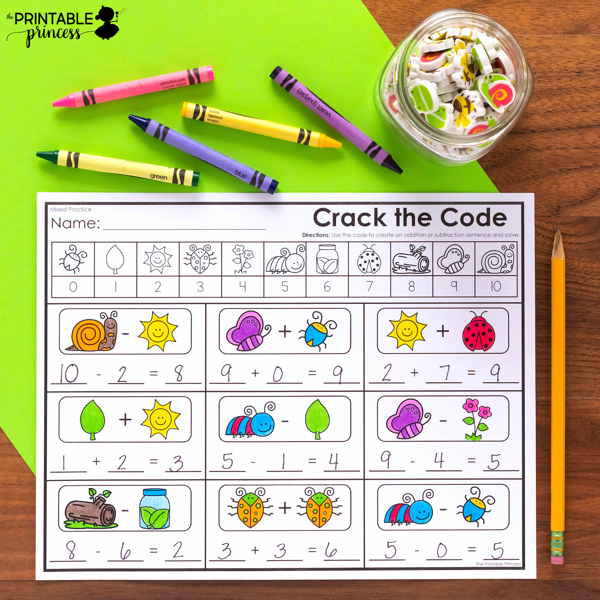 crack the code addition and subtraction worksheets the printable princess