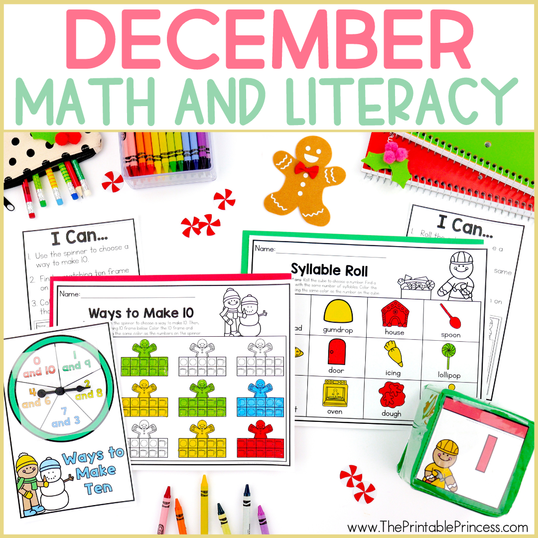 December Centers for Kindergarten (Math and Literacy Fun)