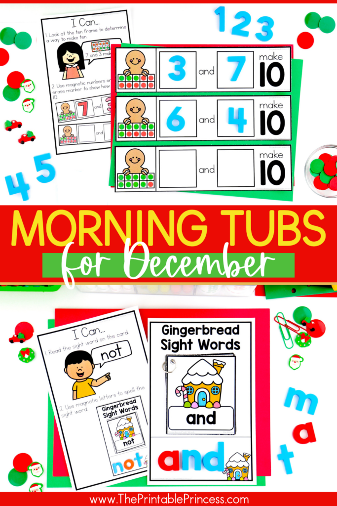 December Morning Tubs for Kindergarten