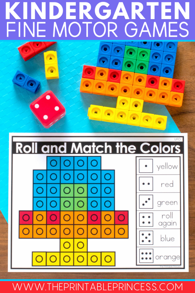 Roll and match the colors fine motor mats