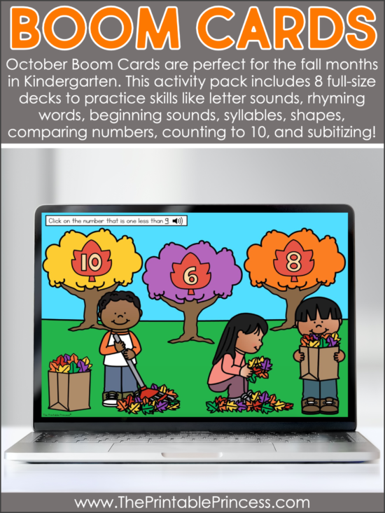 Fall Learning Activities for Kindergarten Boom Cards