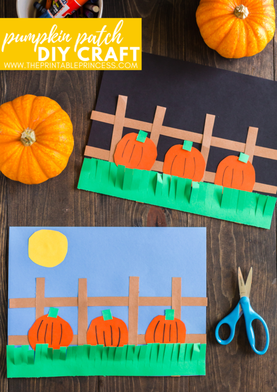 This DIY pumpkin patch makes a great fall craft for kids idea! It is perfect for kindergarten and first grade students. Not only will students practice fine motor skills, but they will also practice listening and following directions as they complete this fall craft. There's no tracers needed for this pumpkin craft for kids. Students will round corners and cut straight lines - giving each piece of art its on unique look. 