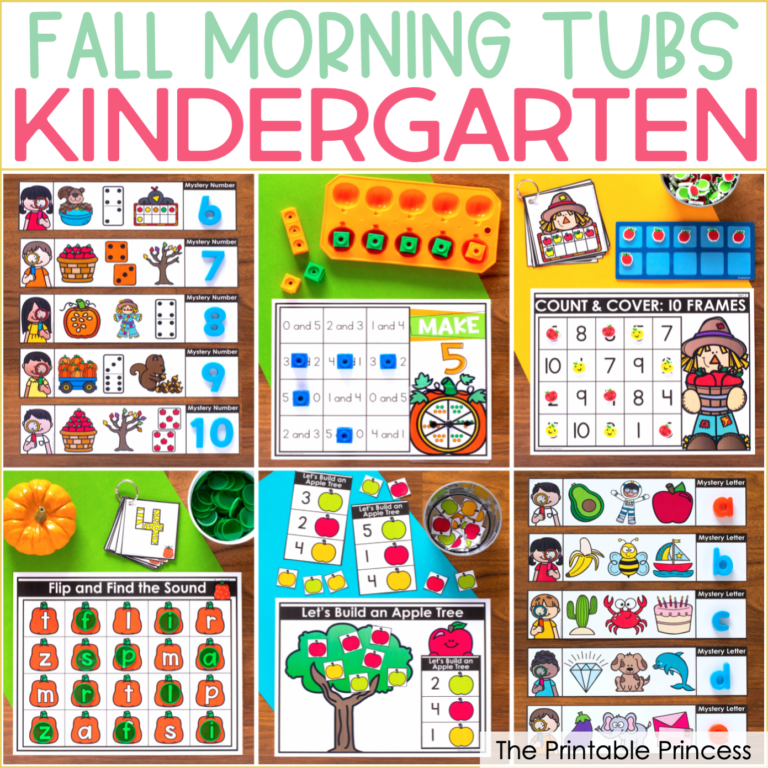 Fall Literacy and Math Tubs for Kindergarten + a Freebie!
