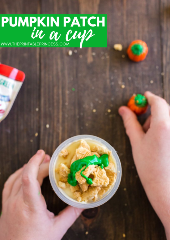 Pumpkin Patch in a Cup is an adorable festive fall snack idea for kids. It's great to make after a trip to the pumpkin patch or just because. This pumpkin themed fall snack makes a great treat for home or school! The ingredients are simple and there's no baking required which makes it perfect for classroom parties. This fun fall snack for kids is perfect for PreK, Kindergarten, or first grade. Grab step-by-step directions and a free no-prep sequencing printable to use as a follow up page. 