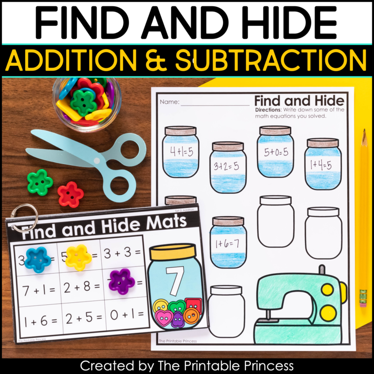 Find and Hide Addition and Subtraction Math Mats