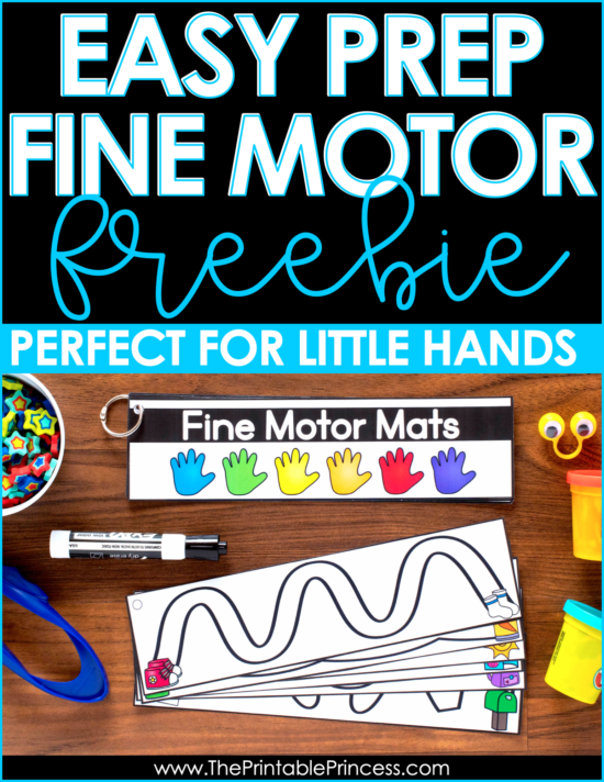 Free fine motor activities - are you looking for another way to strengthen fine motor skills? Check out this fun and FREE activity that can be used multiple ways. Great for PreK, Kindergarten or homeschool. This free fine motor activity is easy to prep and can be used with play dough, mini erasers, or dry erase markers.