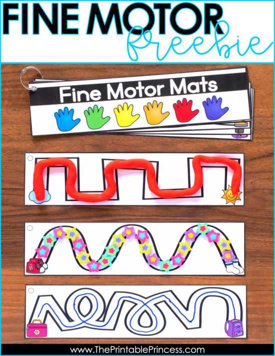 Free fine motor activities - are you looking for another way to strengthen fine motor skills? Check out this fun and FREE activity that can be used multiple ways. Great for PreK, Kindergarten or homeschool. This free fine motor activity is easy to prep and can be used with play dough, mini erasers, or dry erase markers.