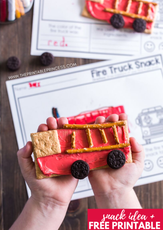 This fire safety week snack and freebie is perfect for little learners. It is a great addition to fire safety week for PreK, Kindergarten, and First grade. Click through to find directions, read aloud suggestions, and a free fire safety week printable. 