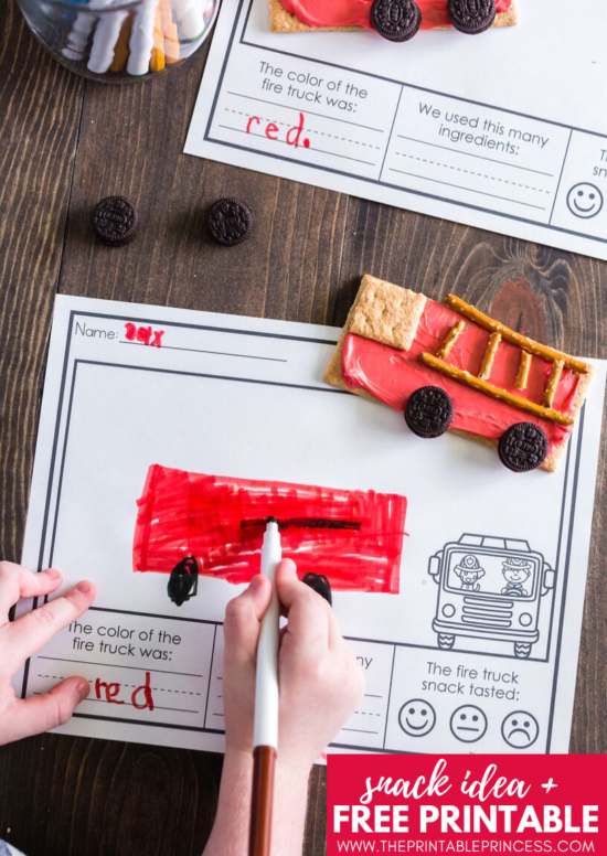 This fire safety week snack and freebie is perfect for little learners. It is a great addition to fire safety week for PreK, Kindergarten, and First grade. Click through to find directions, read aloud suggestions, and a free fire safety week printable. 