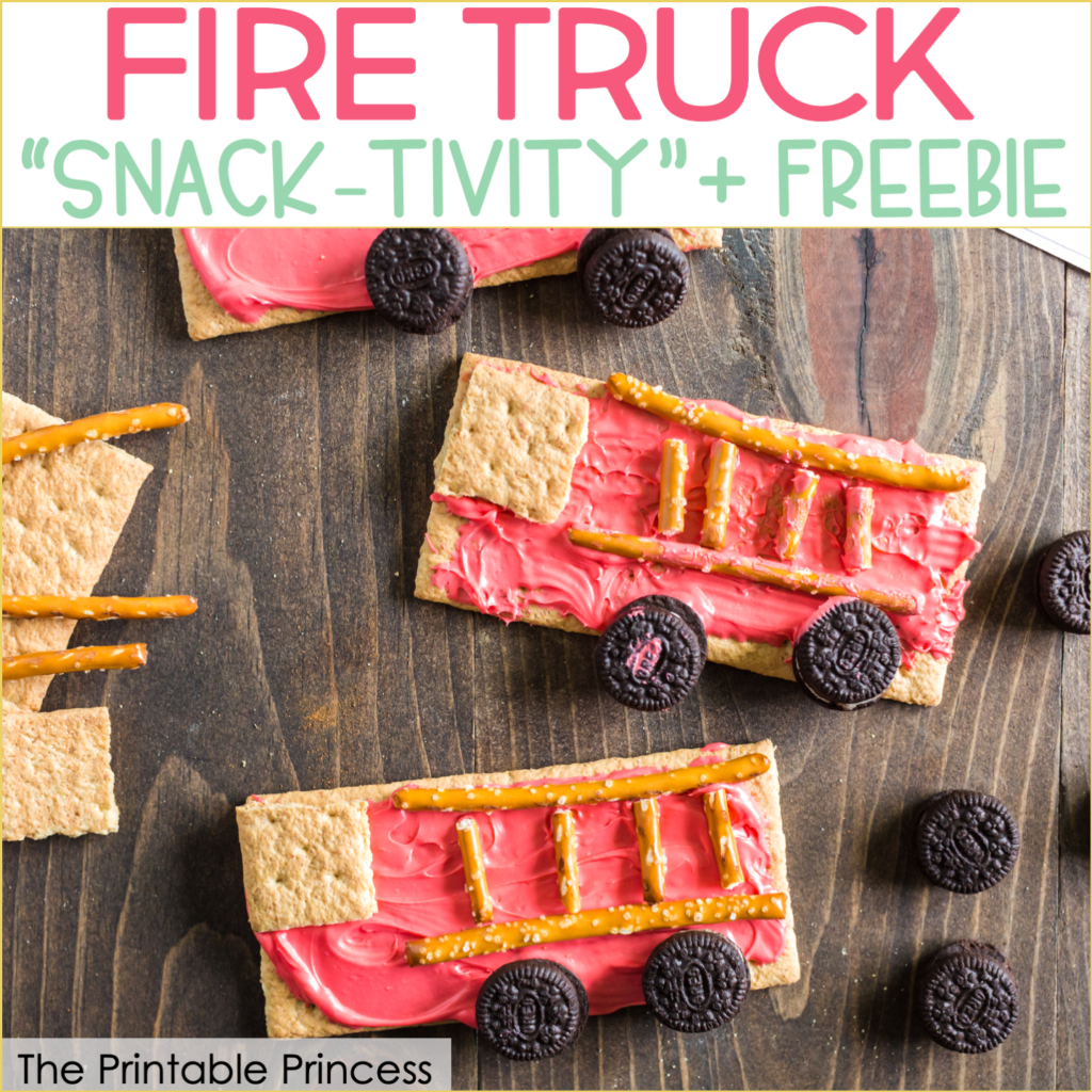This fire safety week snack and freebie is perfect for little learners. It is a great addition to fire safety week for PreK, Kindergarten, and First grade. Click through to find directions, read aloud suggestions, and a free fire safety week printable.