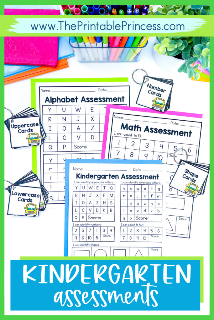 First week of kindergarten math and alphabet assessment checklists and task cards