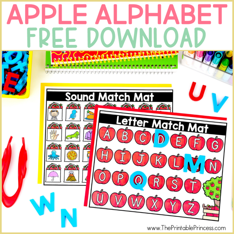Free apple themed printables for letters and sounds