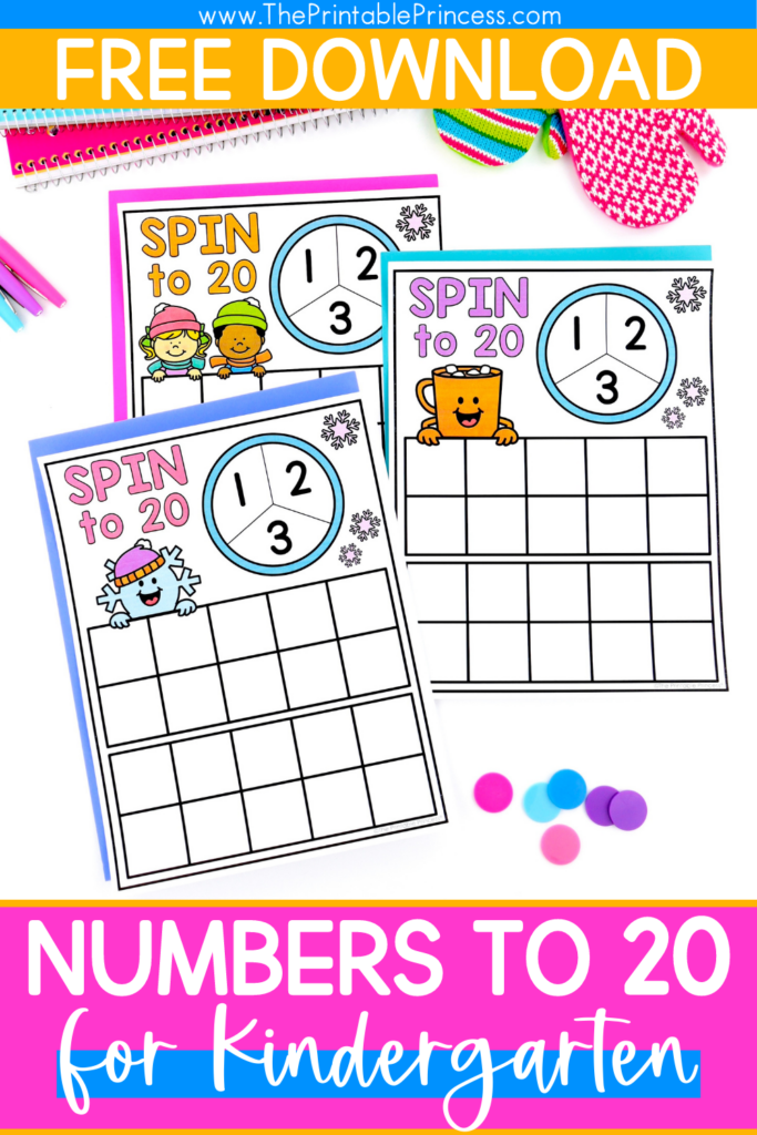 Free Numbers to 20 Winter Kindergarten Math Game