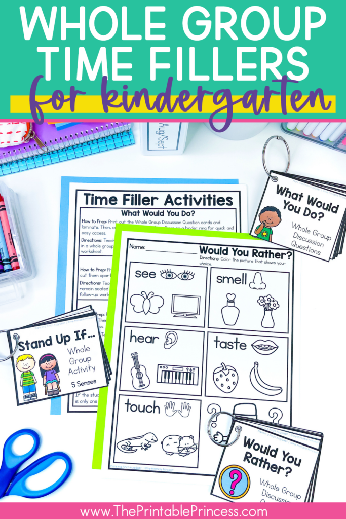 Fun time filler whole group activities for kindergarten