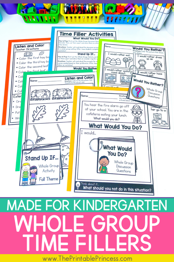 Fun time filler whole group activities for kindergarten